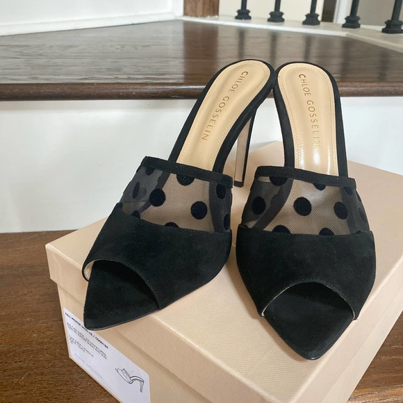 NWOT CHLOE GOSSELIN Liz Black Velvet Mules, size 42 - Picture 5 of 12